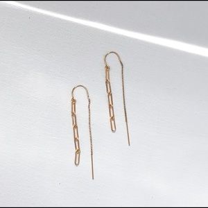 14k gold filled minimal link  U threader earring